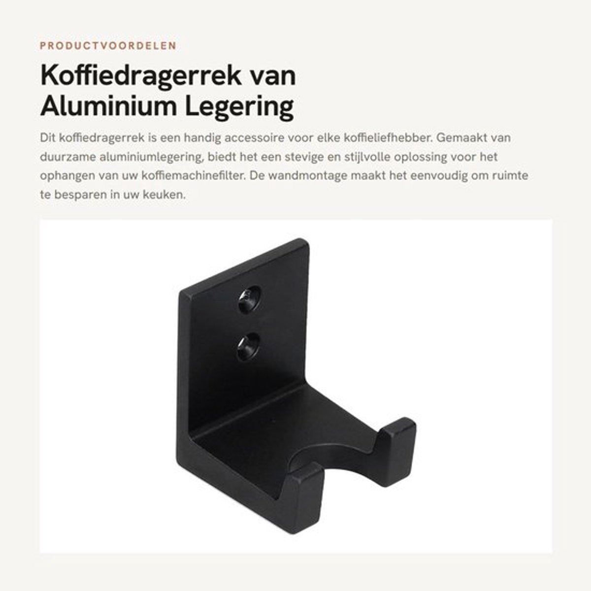 Koffiedragerrek Professioneel - Wandmontage - Aluminiumlegering - Antikrasontwerp - Lichtgewicht - 46x58x50mm - Filterdrager