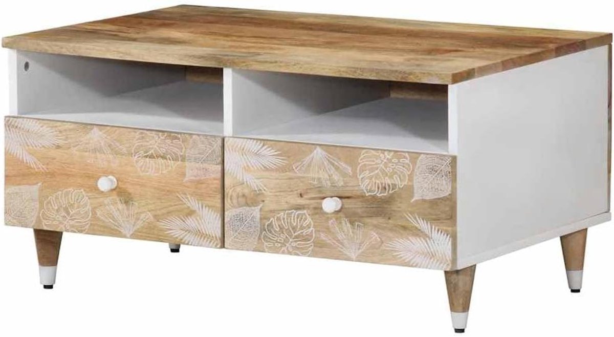 Salontafel Mango Hout - Bijzettafel Koffietafel - Woonkamer Decoratie - Massief Hout - 80x54x40 cm - Natuurlijk Hout