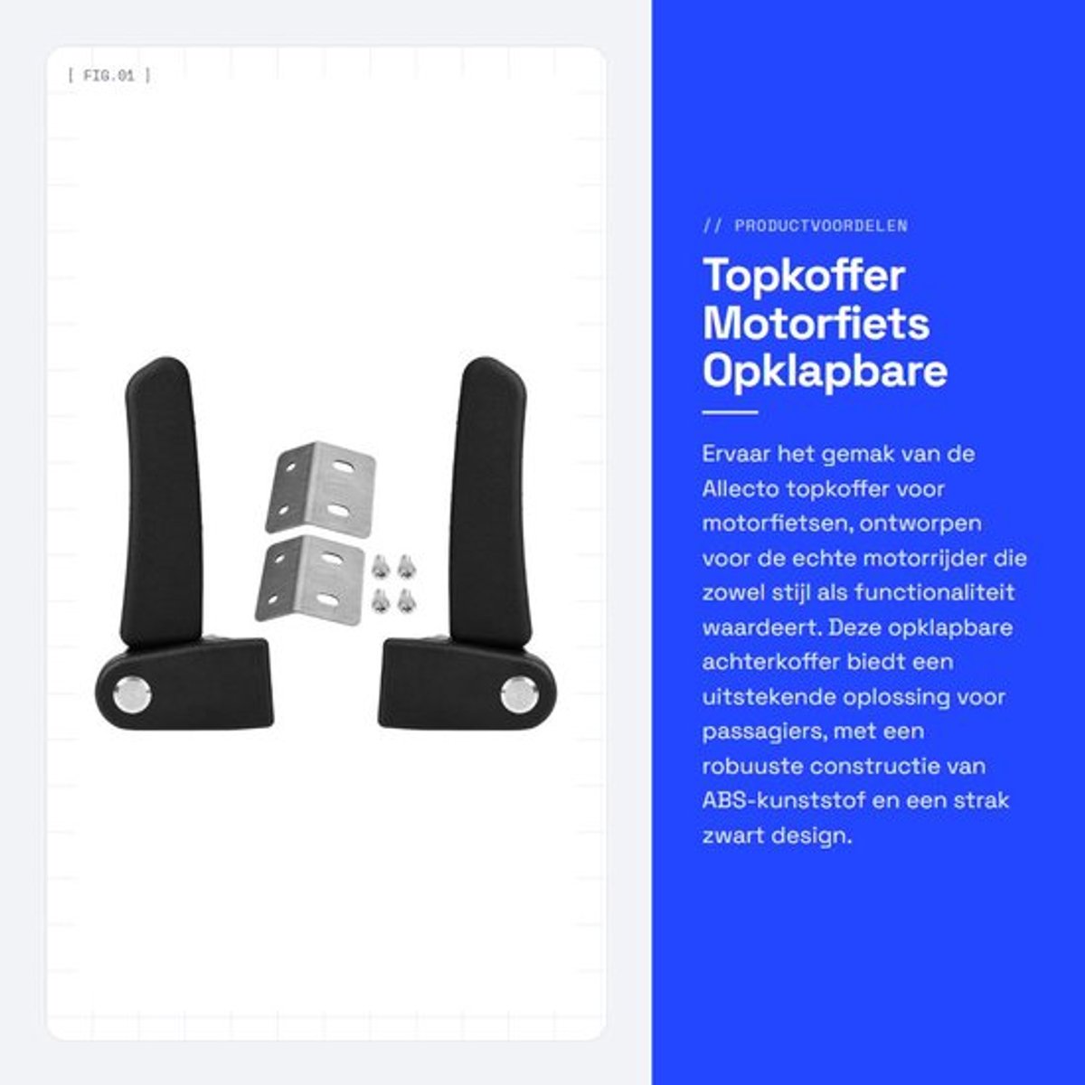 Topkoffer Gloednieuw - Motorfiets - Achterkoffer - Armsteun - ABS-kunststof - Zwart - Dikte 39 mm - Motorbox