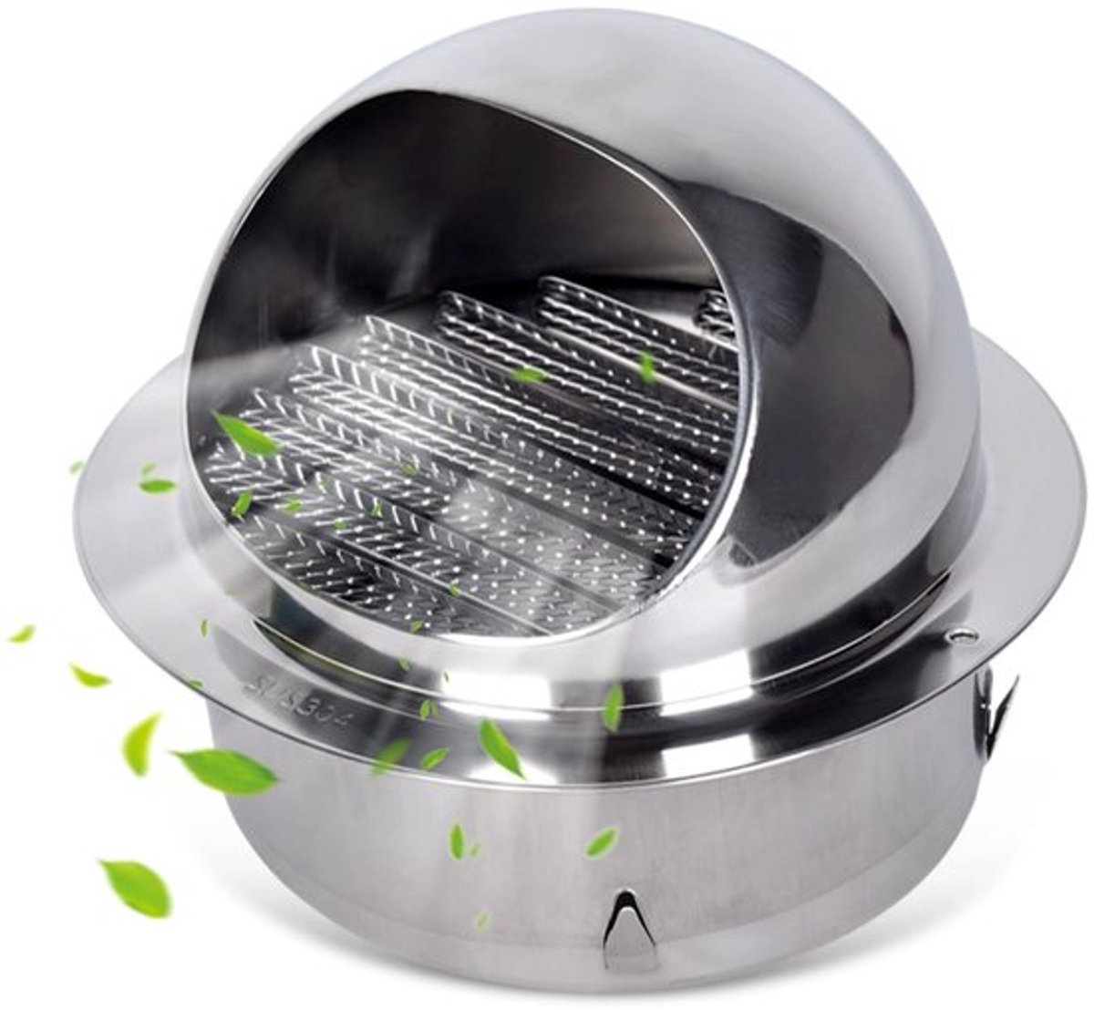 Ventilatierooster Rond 130mm - Roestvrij Staal - Insectennet - Regenbestendig - Afzuigventiel - Eenvoudig te Installeren - Afvoerrooster