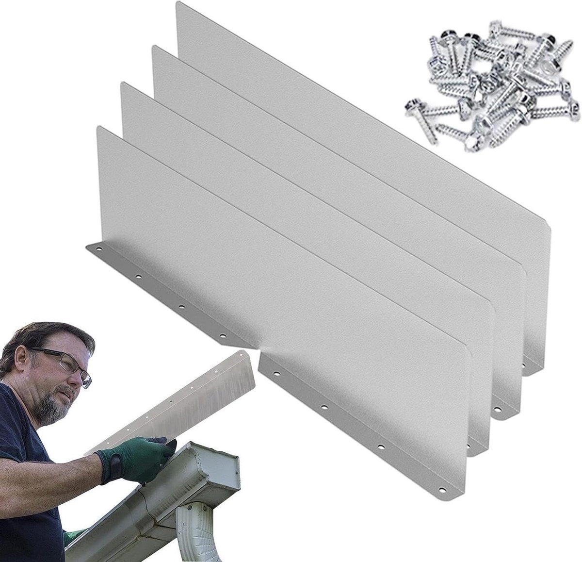 Dakgoot Spatplaat - Afvoerwater Deflector - Voorkomt Overstroming - Robuust Aluminium - 40x9 cm - Aluminiumkleur