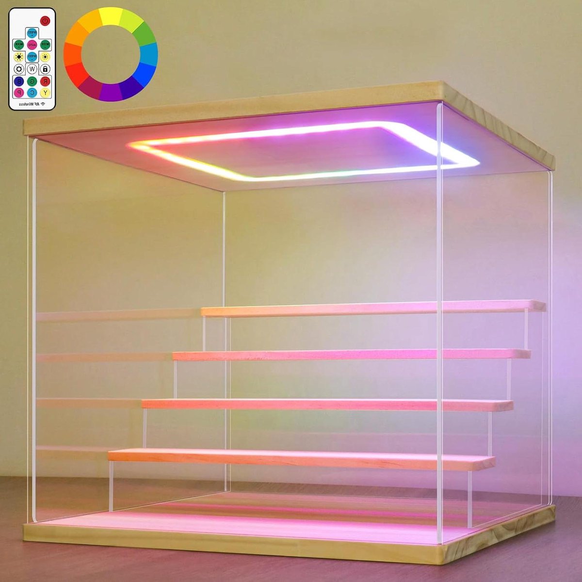 Acryl Display Vitrine - Verzamelobjecten Organizer - Verzameling Presenteren - Met LED Verlichting - 315 x 31 x 30 cm