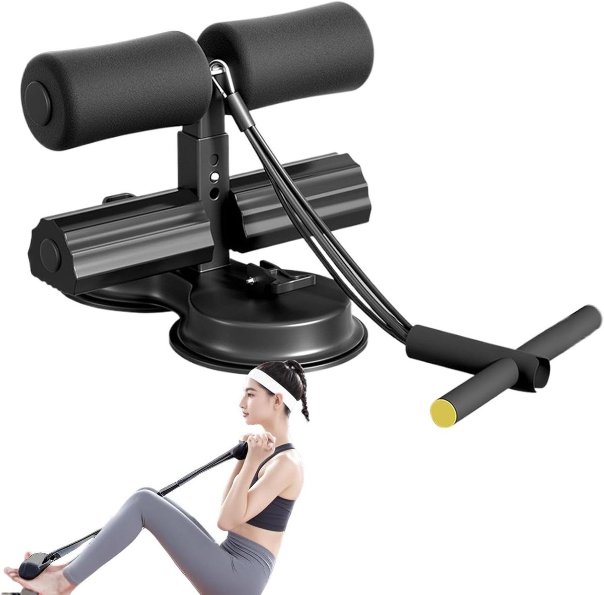 Buiktrainer - Buiktrainingsapparaat - Kerntraining - Met Zuignap - 3 Instelbaar - Zwart