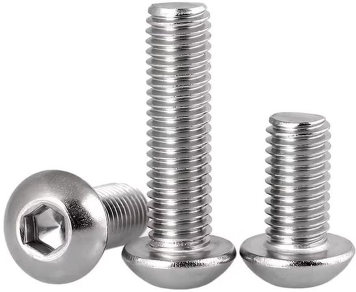 Inbusschroeven M4 x 120 mm - Ronde Kop - Roestvrij Staal - Machineschroeven - Corrosiebestendig - Set van 10 Stuks - Machineschroef