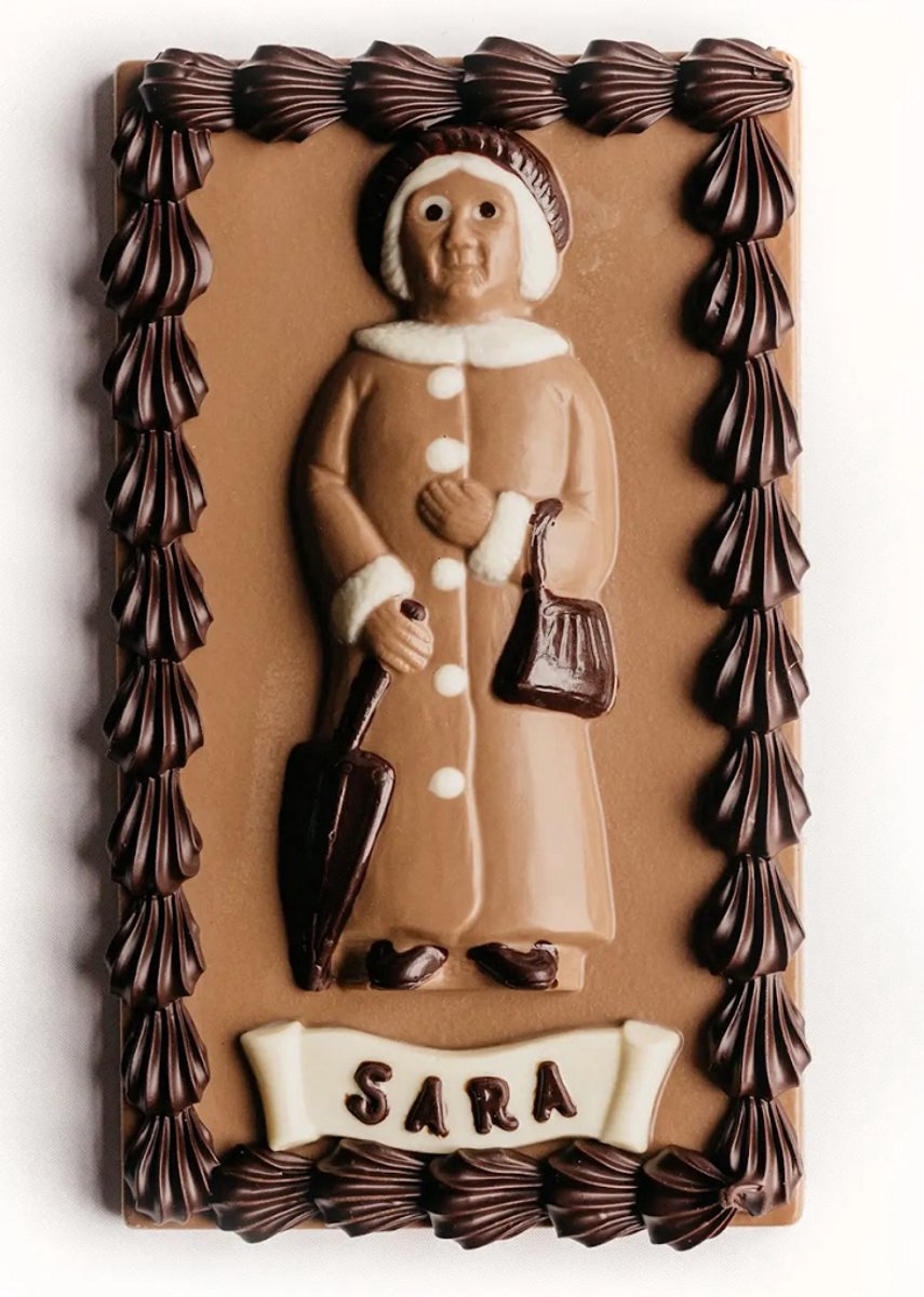 Chocolade Sarah op plak