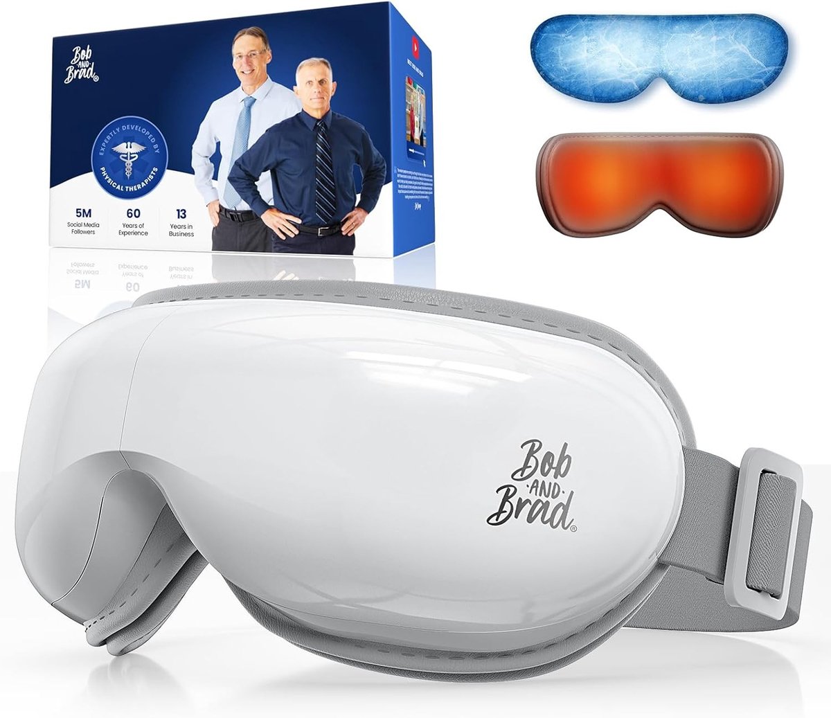 Oogmassageapparaat - Wit Met Warmte En Kou - Oplaadbare Eye Massager met Compressie en Muziek - Voor Vermoeide en Droge Ogen