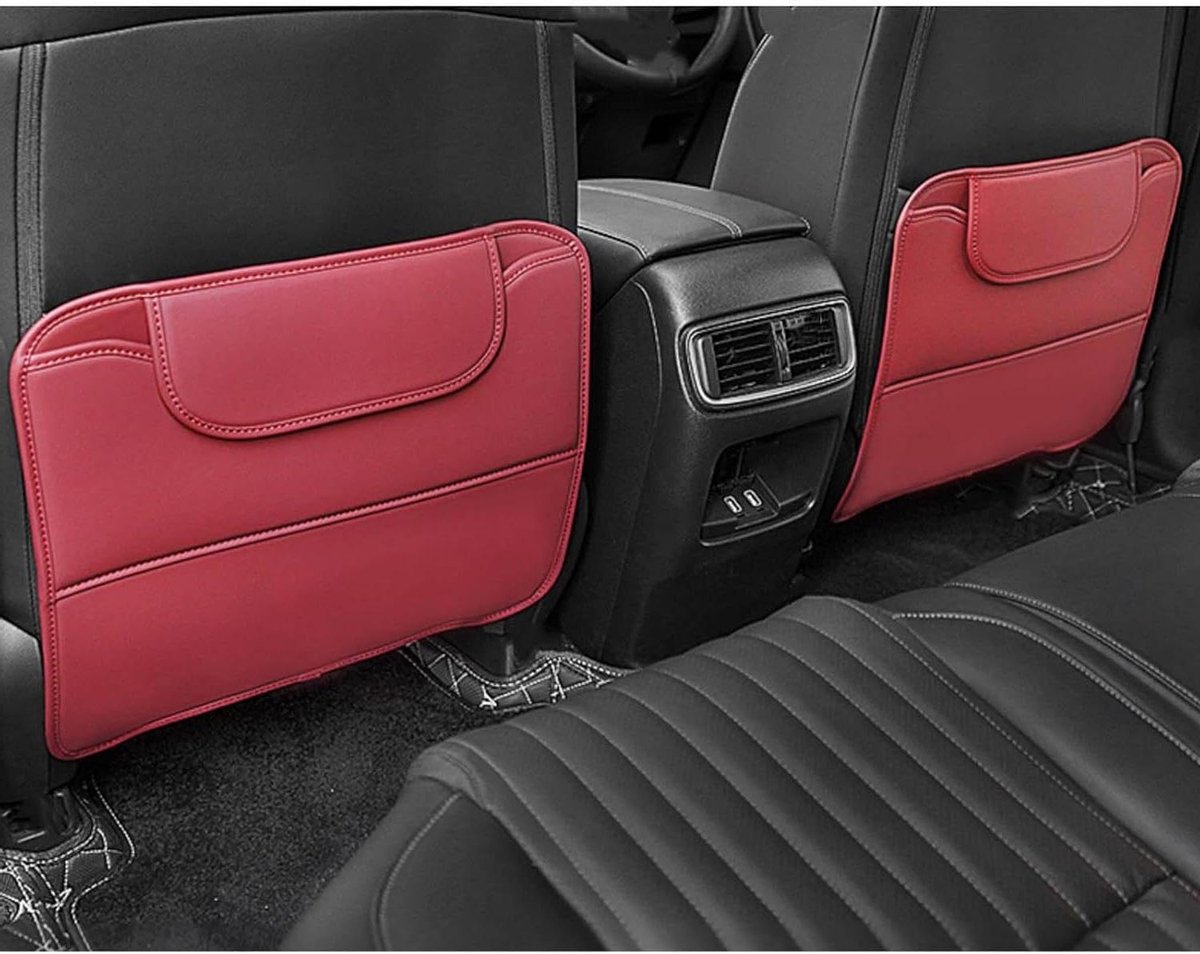 Autostoel Beschermers - Rugleuning Bescherming - Voorkomen van Krassen - Waterdicht PU-leer - 2 stuks - Rood