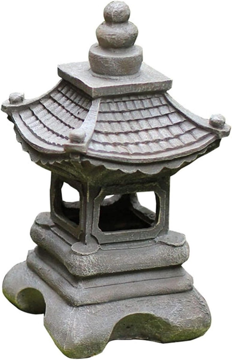 Japanse Tuinlantaarn - Decoratieve Lamp - Tuin Decoratie - Zonne-energie - 1 stuk - Grijs