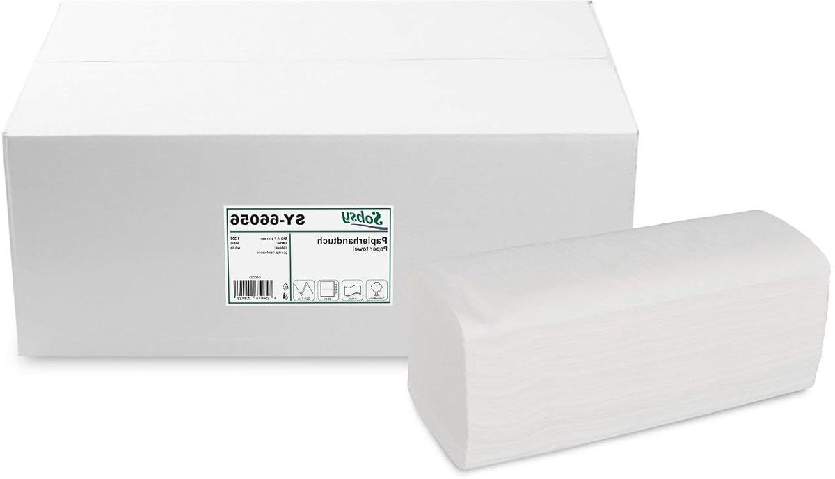 Papieren Handdoeken - Vouwdoeken Keukenpapier - Hygiënisch Werken - ZZ/V-vouw - 3200 vellen - Wit