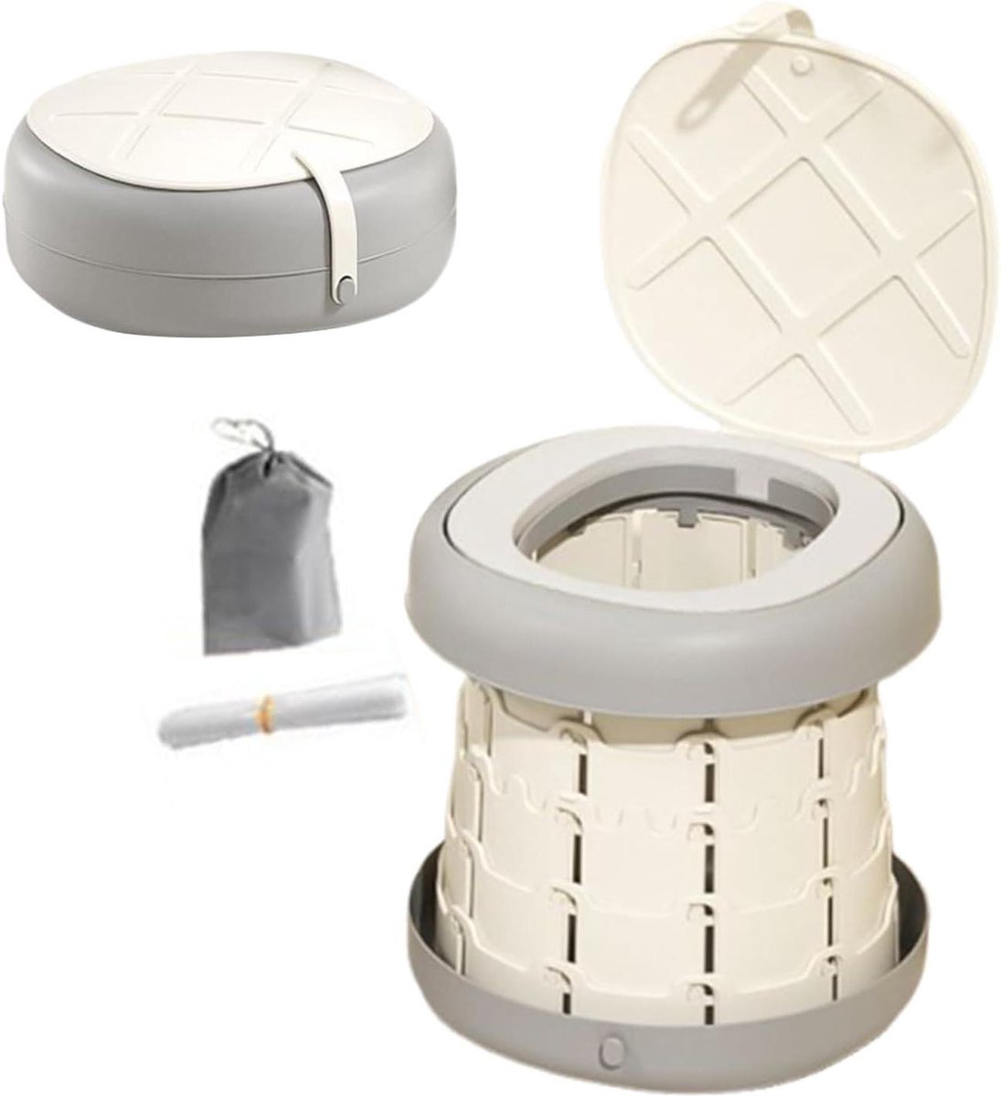 Inklapbaar reispotje - Kindertoilet - Zindelijkheidstraining - Antislip ontwerp - 27.5 cm - Grijs