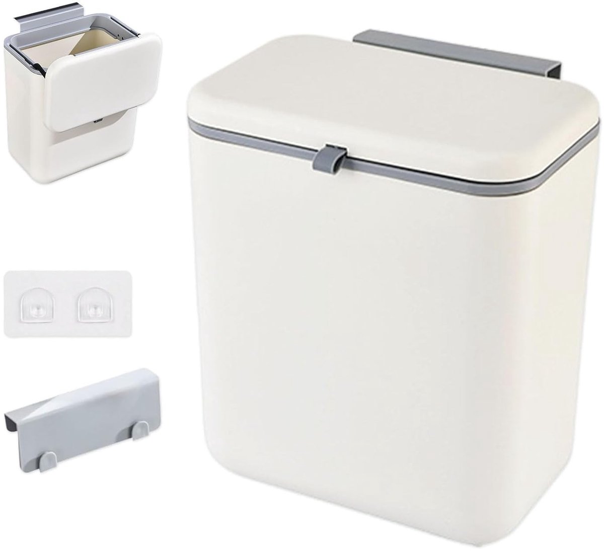 Compostemmer 5 liter - Wit - 19,5 x 28 x 16,5 cm - Opvouwbare Afvalemmer van PP en TPE - Voor Keuken en Camper