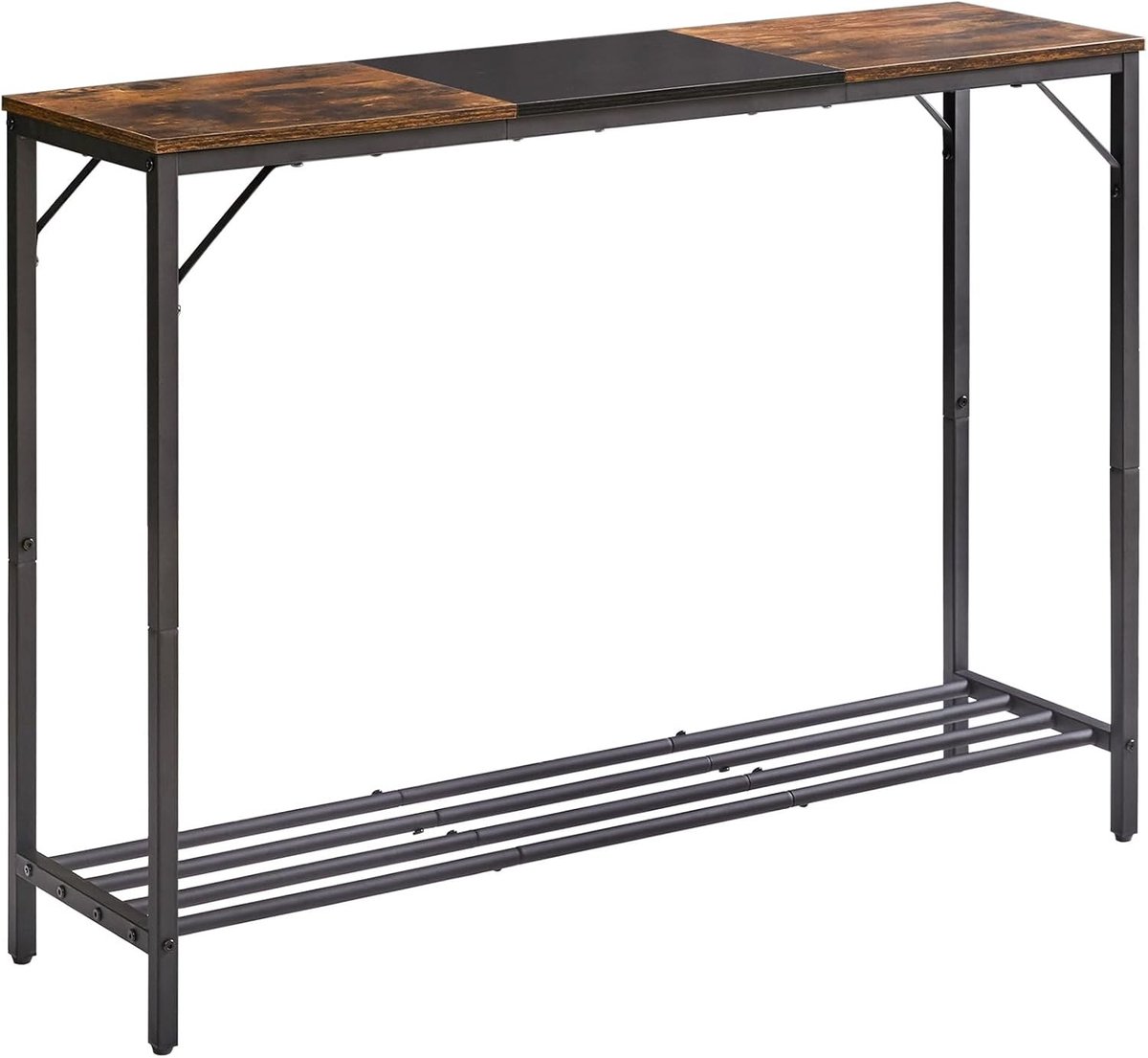 Compacte consoletafel - Bruin - 107 x 30 x 78 cm - Industriële metalen en spaanplaat entree- en displaytafel