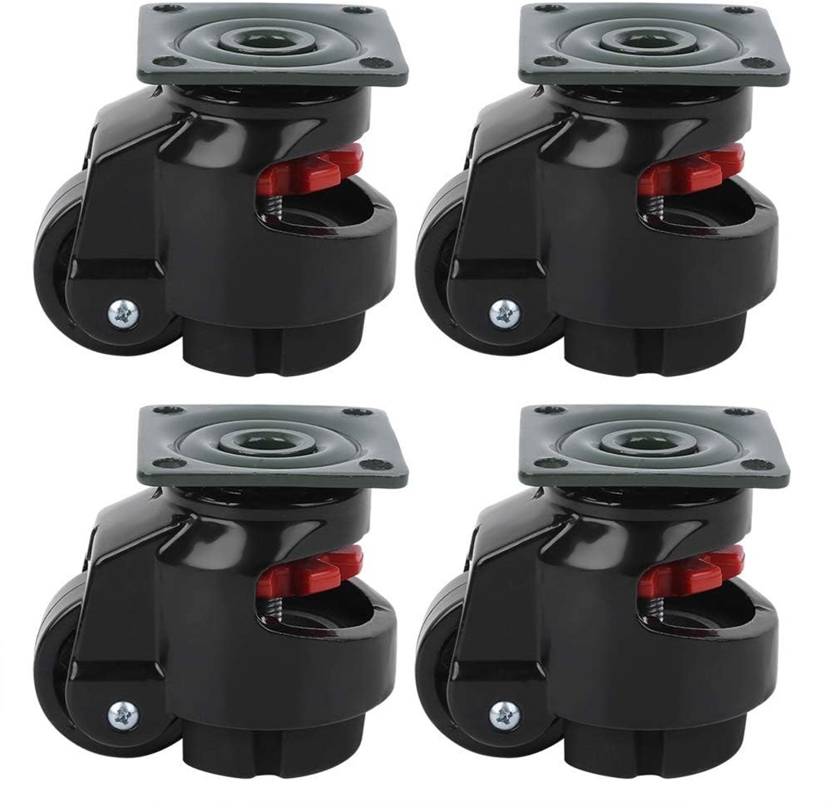Nivelleer Machine Wielen - Verstelbare Caster - Zware Machines Verplaatsen - Intrekbaar Nylon Ontwerp - 4 Stuks - Zwart