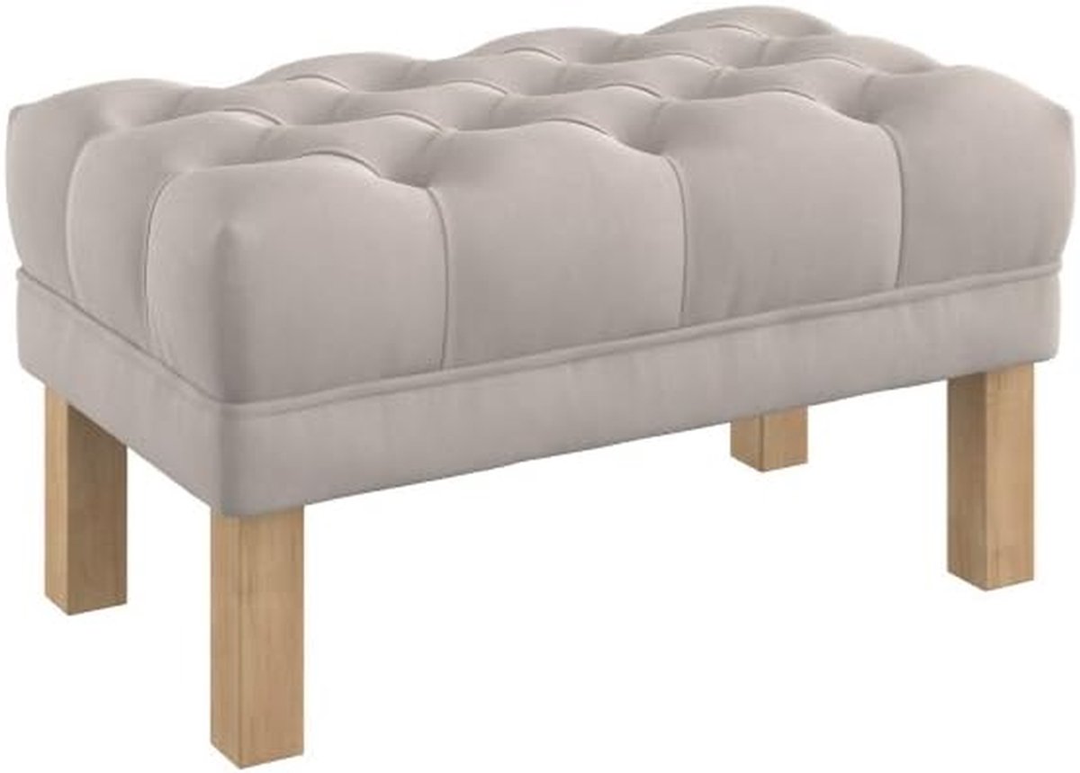 Zitbankje Gestoffeerd - Voetenbankje Poef - Woonkamer Decoratie - Diep Geknoopt Blad - 80 cm Breed - Grijs