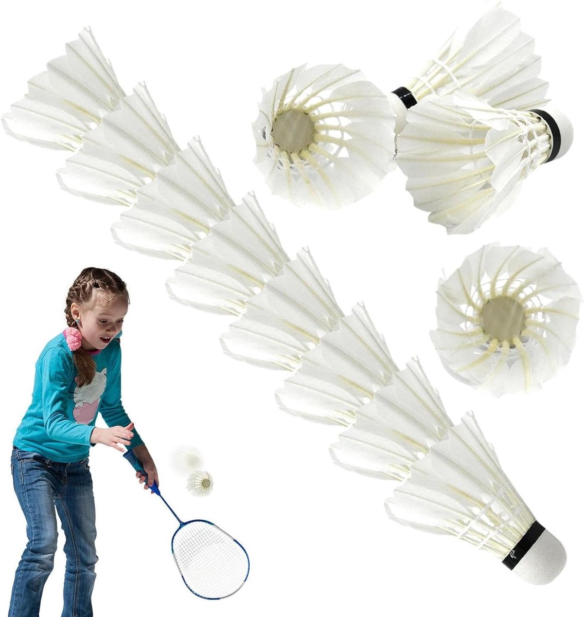Badminton Shuttlecocks - Veer Ballen - Sport & Fitness - Duurzame Veren - 12 Stuks - Wit