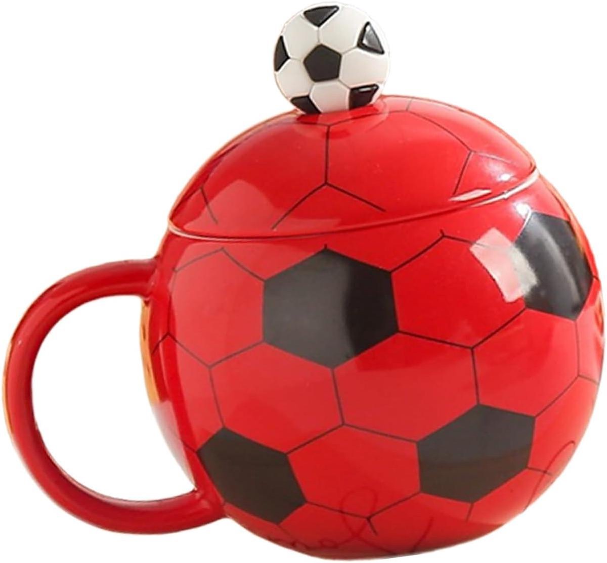 Voetbal Mok - Keramische Beker - Dagelijks Gebruik - Voetbal Thema Ontwerp - 400ml - Wit