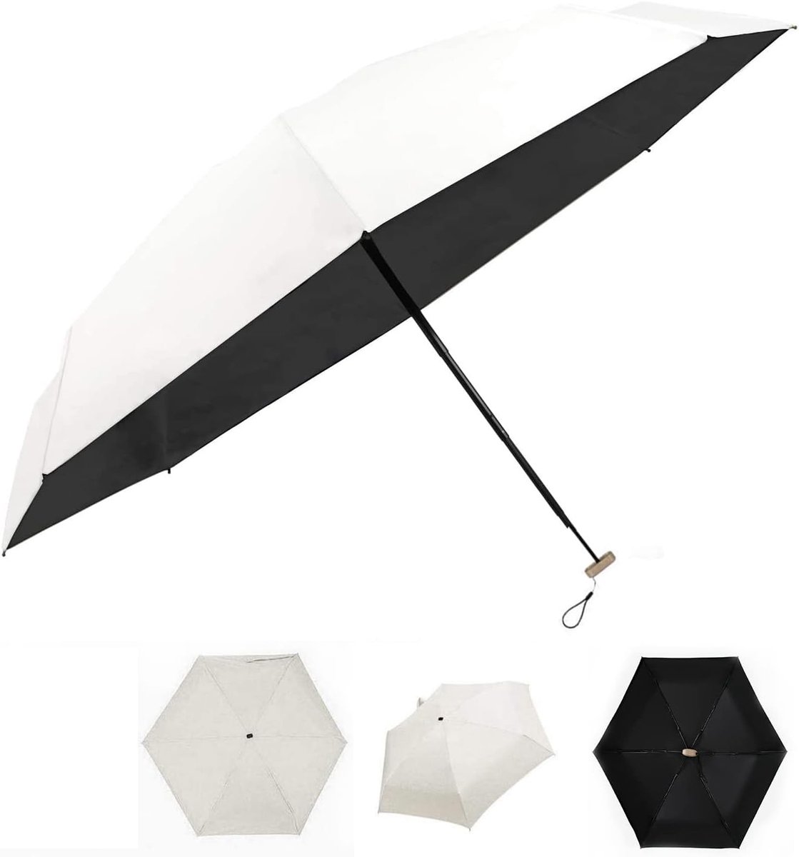 Strandparasol met draagtas - Crèmewit - 91 cm x 53 cm - Opvouwbare Waterdichte Parasol - Voor Reizen en Zonbescherming