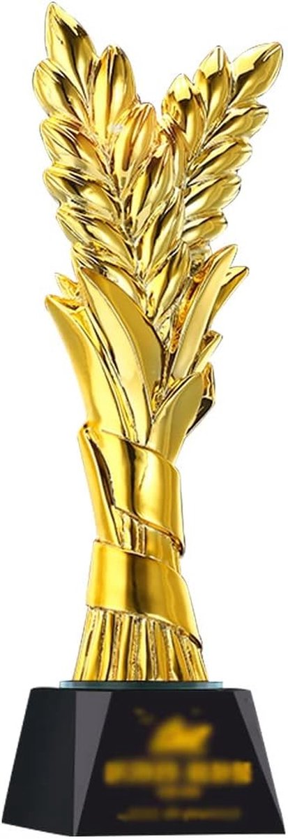 Trofee Gouden Tarwe - Onderscheiding Beker - Prestaties Vieren - Gratis Gravering - 29.5 cm Hoog - Goud Zwart