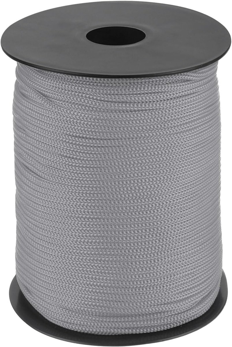 SnelShoppen - Polypropyleen Gevlochten Touw 3 mm 100 m Nylon Kordel Hol voor Waslijn, Camping, Hiken, Buiten, DIY, Donkergrijs