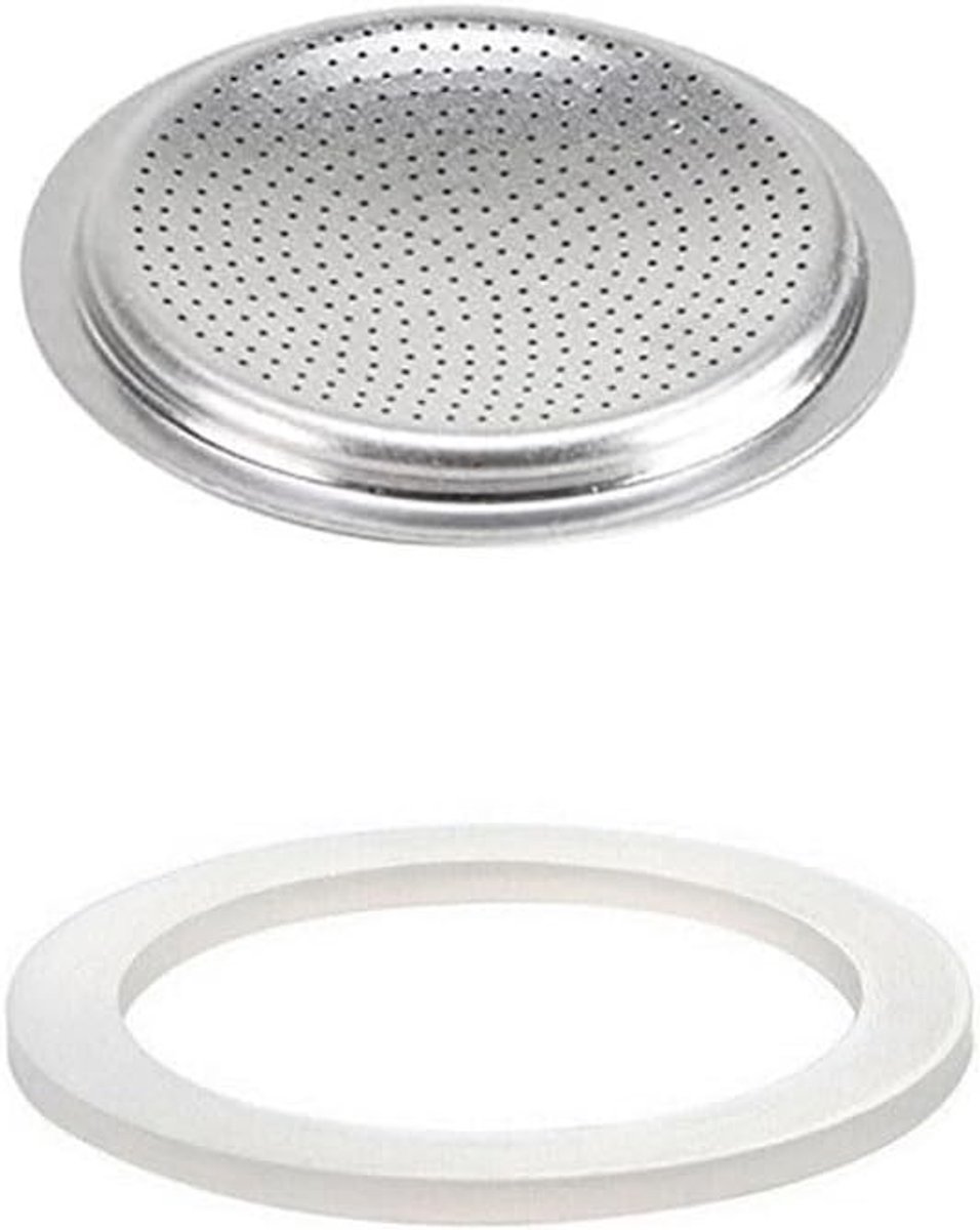 Vervangende Silicone Afsluitring voor Wasmachine en Filters, Geschikt voor Mocha Koffiepott, Inclusief Zeef en 6 Kops Capaciteit