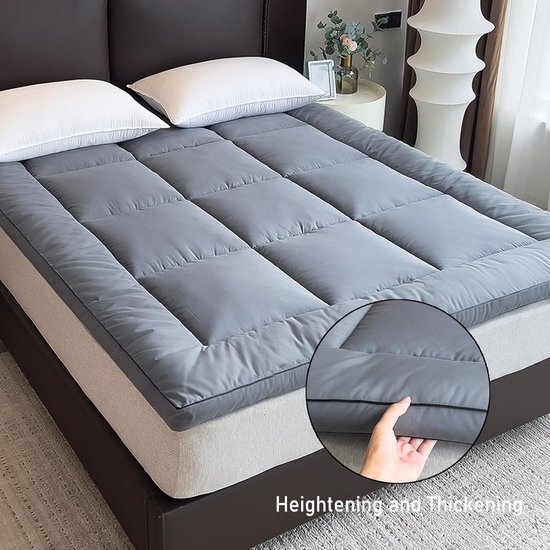 Japanse Vloermatras - Opvouwbare Futon Matras - Comfortabel Slapen - Fijn Gewatteerd Patroon - 90x200cm - Grijs — afbeelding 4