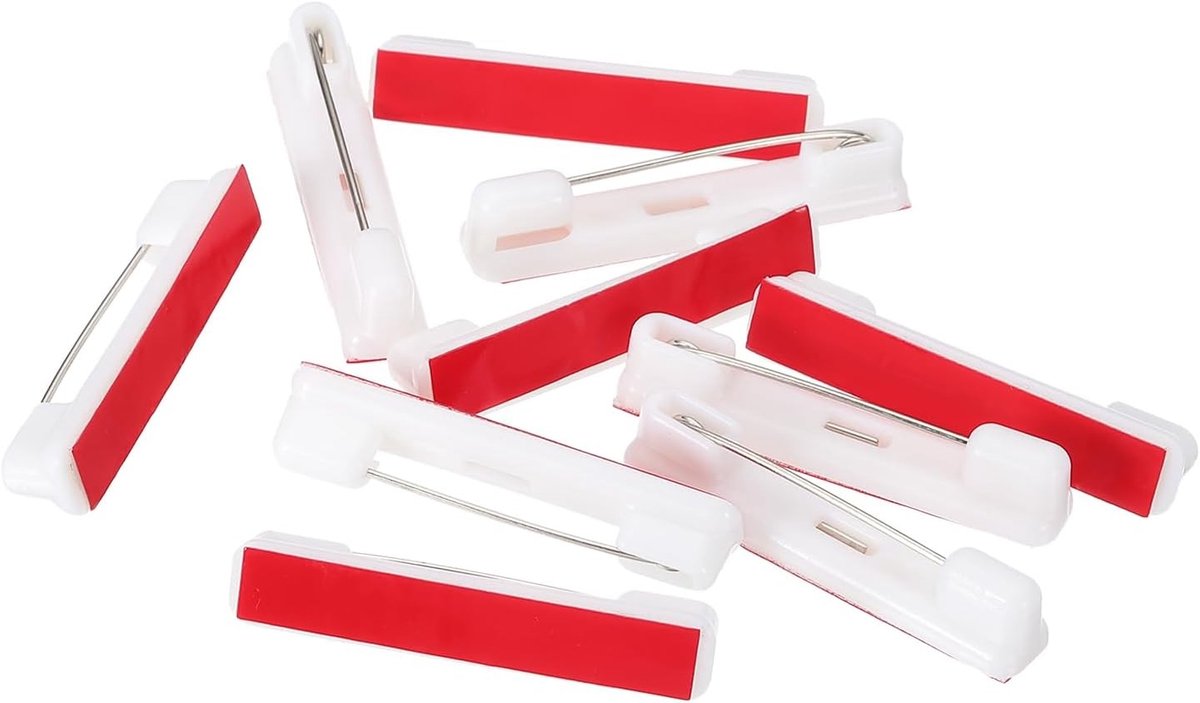 10 Stuks Witte Veiligheidspinnen, 36mm Zelfklevende Badge Pins met Platte Achterkant, Ideaal voor Kleding en DIY Creaties