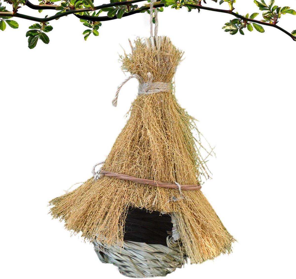 Vogelnest Riet - Vogelhuisje Nest - Vogels Huisvesten - Handgeweven Natuurlijk - 28D x 10B x 28H cm - Natuurlijk