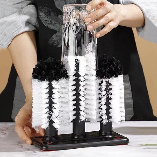 Waterfles schoonmaakborstel met zuignap, ideaal voor glazen, lange bekers en bierpullen - perfect voor keuken en bar — afbeelding 4