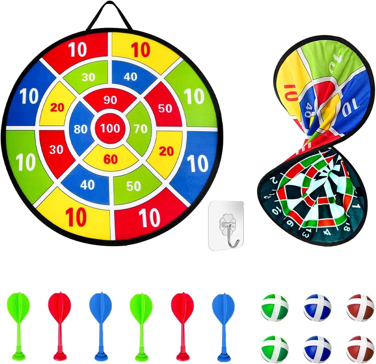 Dartbord voor Kinderen 66 cm - Vouwbaar en Veilig Spel voor Binnen en Buiten - Perfect Cadeau voor Spelletjes en Activiteiten