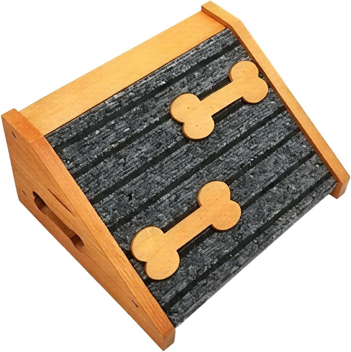 Houten Hondentrap - Hondenopgang Hondenhelling - Huisdieren Mobiliteit - Antislip Vilten Treden - 30 x 25 x 15 cm