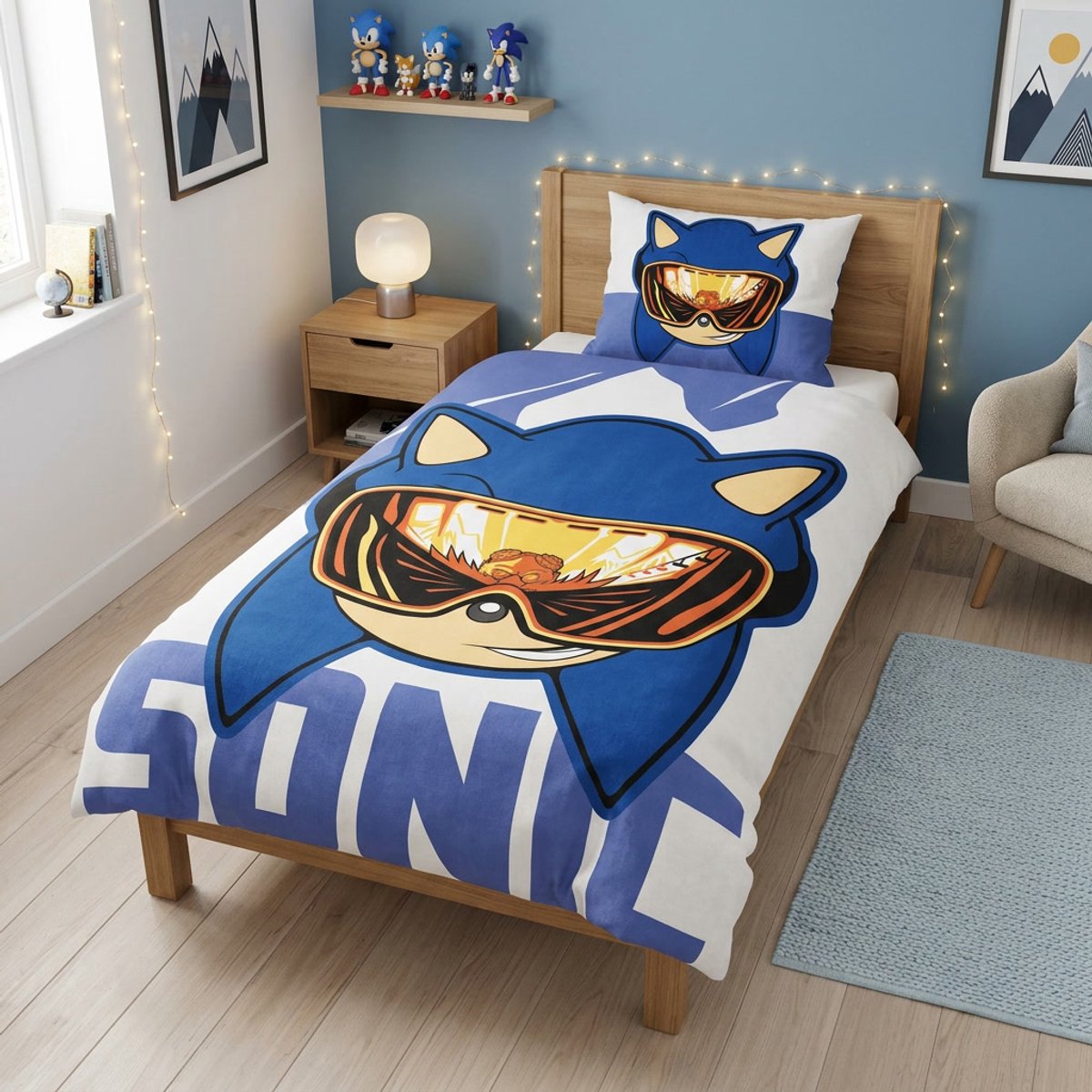 Sonic Dekbedovertrek - Eenpersoons - 140 x 200 cm + 65 x 65 cm - Polyester Flanel