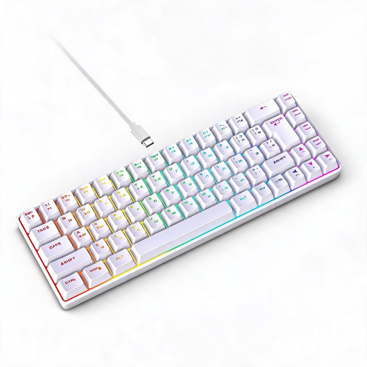 RGB Verlicht Gaming Toetsenbord met Mechanische Voelervaring, 18 Verlichtingsmodi, USB Bedraad voor PC, Laptop en Gamer