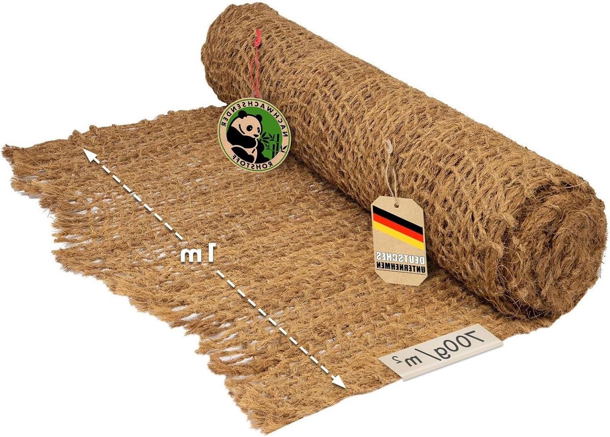 Erosiebeschermingsmat - Tuinmat Kokosvezel - Bodem Stabiliseren - Natuurlijke Grip - 1 x 10 meter - Bruin