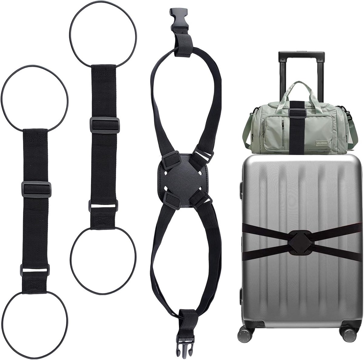 Zware bagage bungee-riemen - Verstelbare multifunctionele kofferbundelriemen voor optimale reisbeveiliging en handige opslag van meerdere zakken