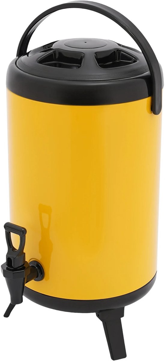 Seth Select Drankdispenser - 10L - RVS - Geïsoleerde Drankserver met Tapkraan - Thermische drankdispenser - Tafelmodel - Geel