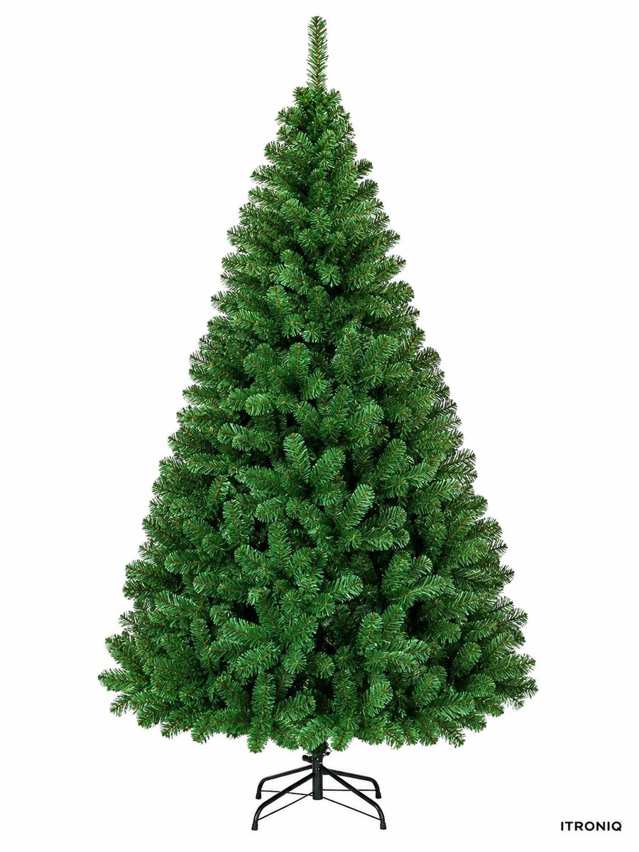 ITRONIQ Kunstkerstboom 180 cm - Volle Kerstboom Met 650 Takpunten - Realistische PVC Naalden - Met Metalen Standaard - Groen