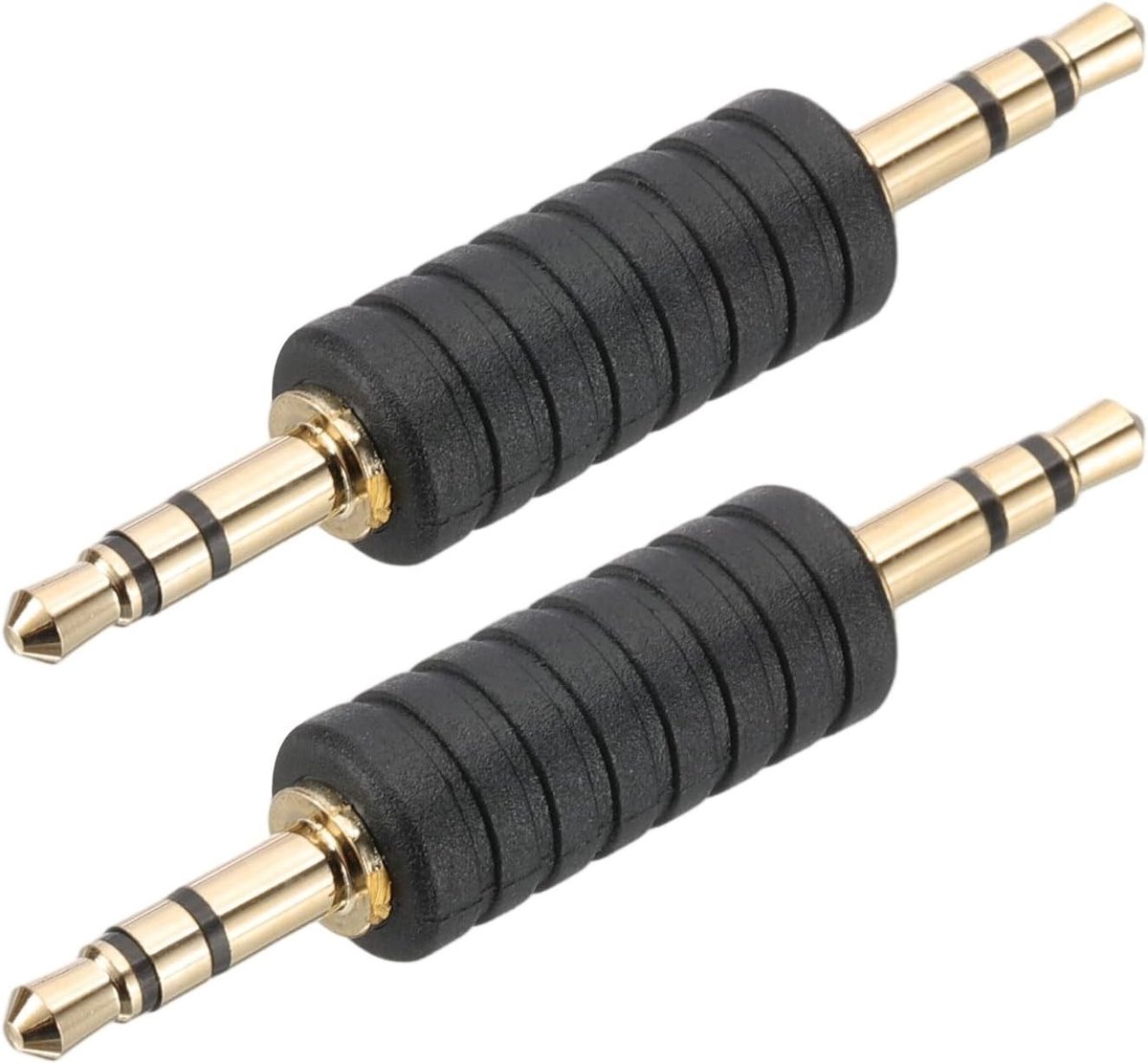 3.5mm Male naar Male Audio Adapter, 2 Stuks Stereo Plug Connector voor Hoofdtelefoon, Laptop en Speakers, Versterkte Verbinding met Gouden Contacten