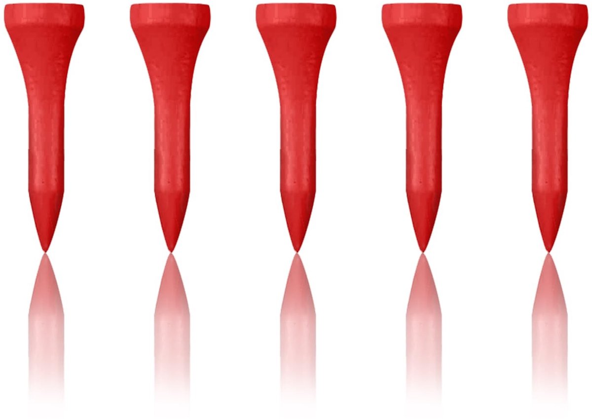 Omgoods - Houten Golf Tees 38mm, Set van 100 in Rood