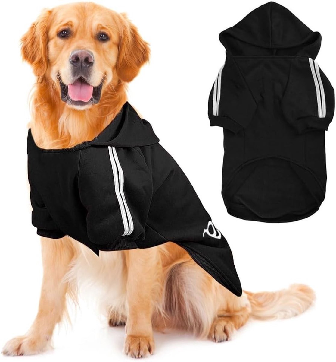Warme Hoodie voor Grote Honden, Winterkleding voor Honden, Dikke Dog Pullover met Knopen, Zwart, Maat 4XL