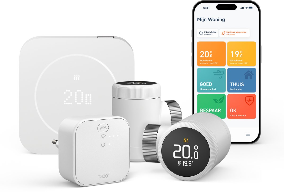tado° Bedrade Slimme Thermostaat X (2e gen.) Multi-Room Starterskit - Incl. 2 Radiatorknoppen - OpenTherm & Relay - Matter, Google Home, Alexa & Apple Home - Wit