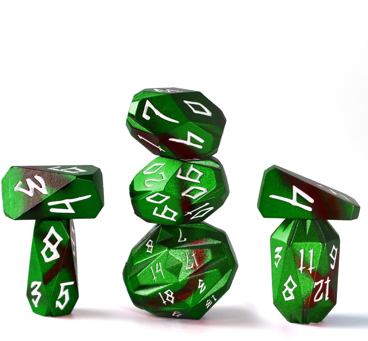 Omgoods - Set van 7 Metalen DND Dobbelstenen voor RPG Spellen