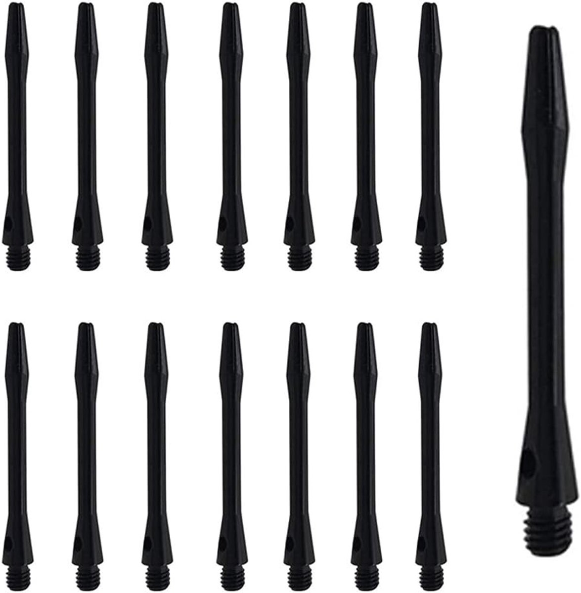 Set van 15 Aluminium Dart Shafts 45 mm met 2BA Standaard Draad voor Soft en Steel Darts, Zwart