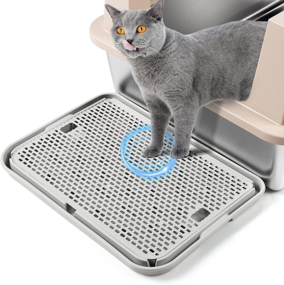 Kattenbakhelling - Lichtgrijs - 42 x 28,5 x 2,5 cm - Kunststof Kattentrap voor Kittens en Oudere Katten