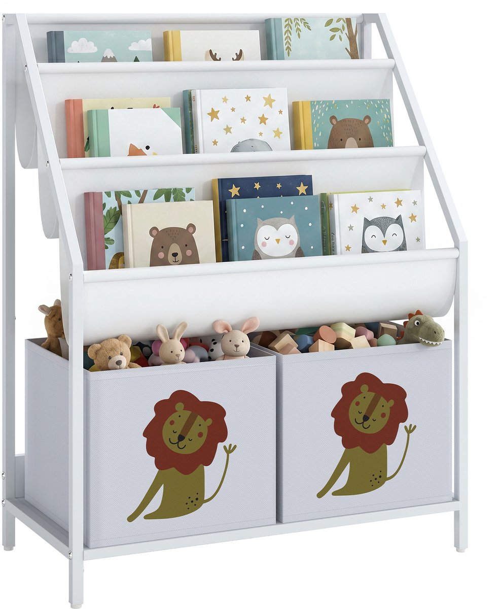 AIYAPLAY Kids Bookcase-Metall, Spanplatte-60L x 30B x 76H cm-Weiß
