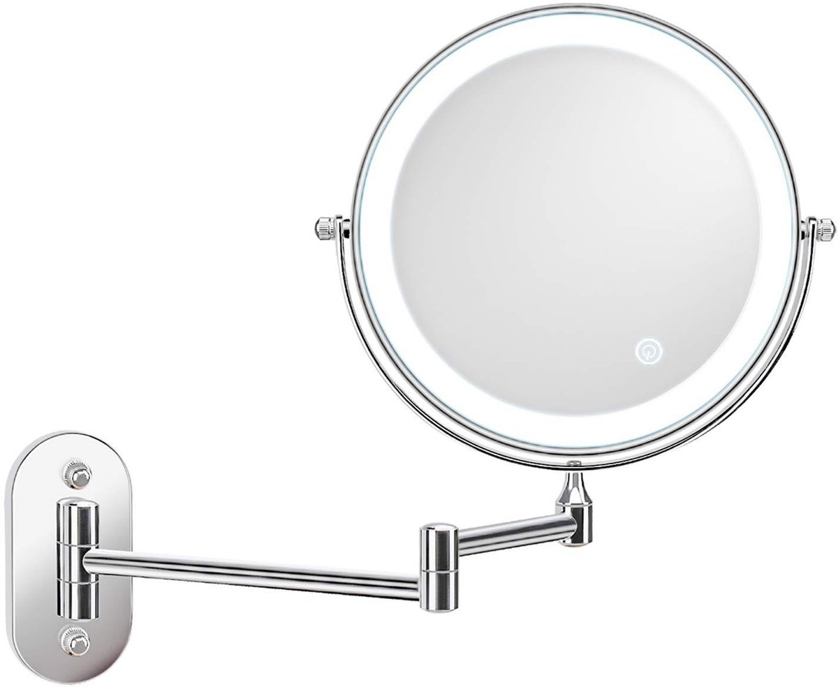 Make-up Spiegel Muur Gemonteerde Vergrotende Spiegel met LED Verlichting 10x Vergroting Fogless voor Sheren Make-up 7x Vergrotend Helder Zilver