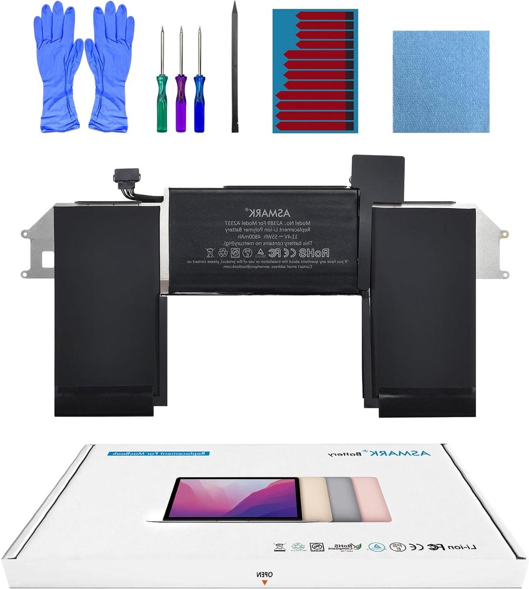 Batterij Vervanging Laptop - Accu MacBook Air - Laptop Reparatie - 55Wh 4800mAh Capaciteit - 13 inch - Niet van toepassing