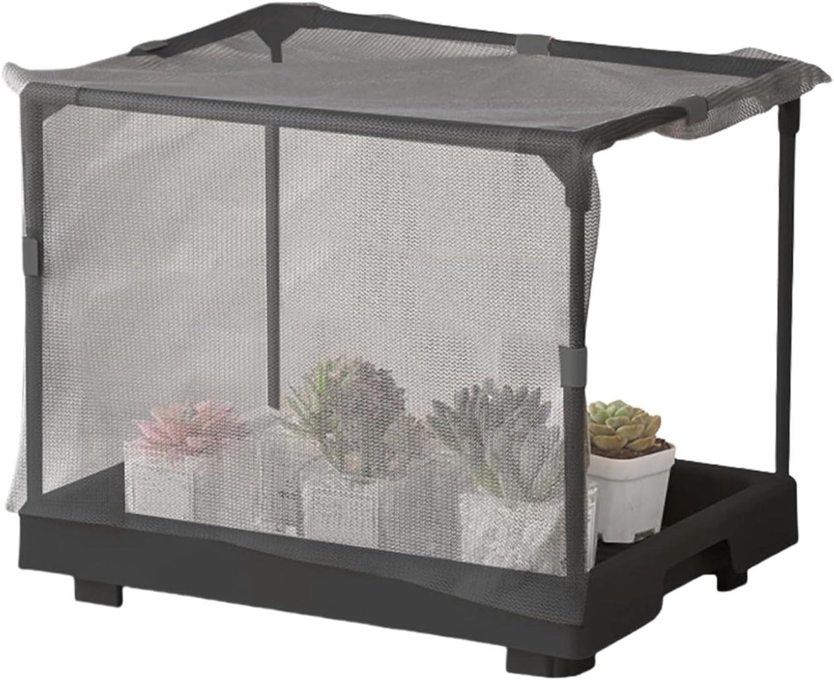 Mini Kweekkas - Plantenkas Balkon - Planten Beschermen - Verhoogde Isolatie - 35 x 27 x 7 cm - Zwart