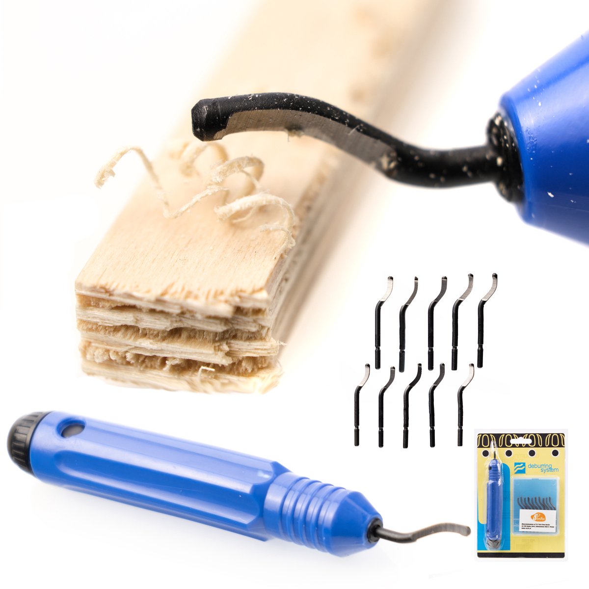 Rosfix Schraper Handgereedschap - 10 Vervangbare Mesjes Set - HSS Staal 3,2x58mm, Kunststof Houder