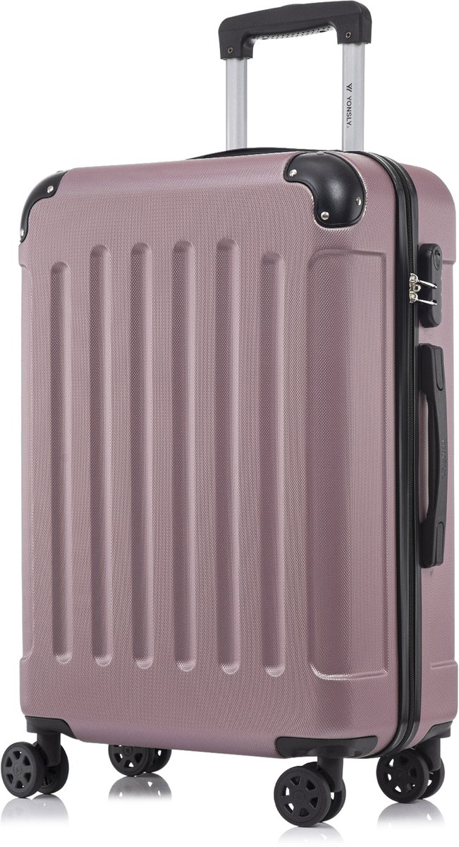 YONSLY Handbagage Koffer - 66cm - 66 L - Cijferslot- 360° Draaibare Wielen - Trolley- 66 x 43 x 27 cm - Roze
