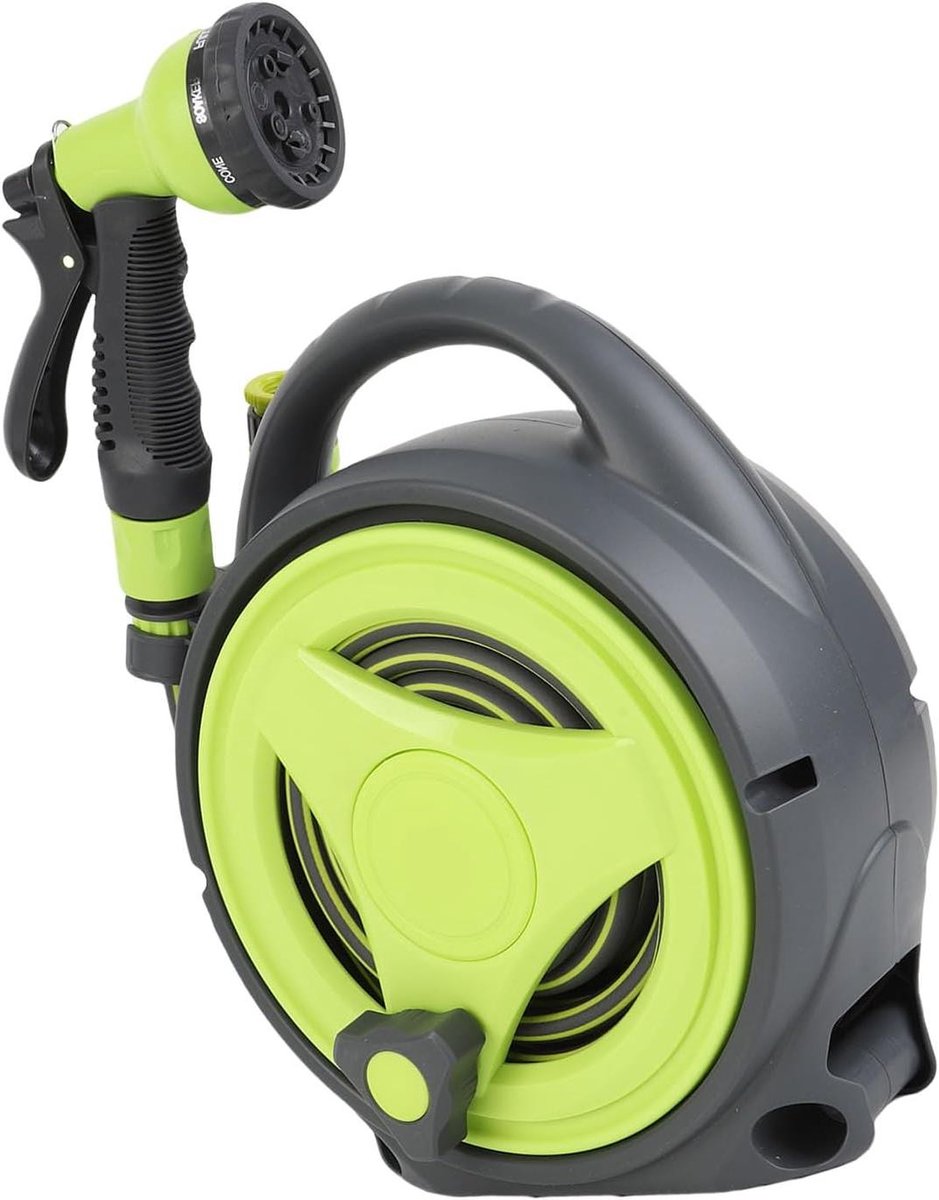 Draagbare Tuinslang Haspel - Waterslanghouder Intrekbaar - Tuin Water Geven - Compact en Lichtgewicht - 12 Meter Slang - Groen